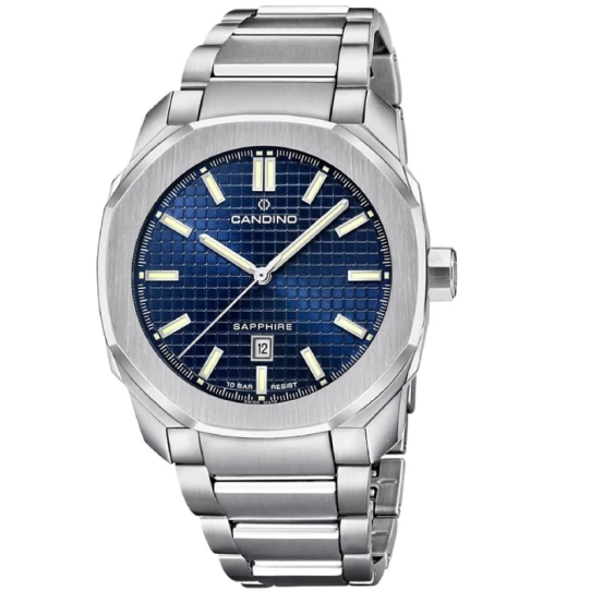 Мъжки ръчен часовник с кварцов механизъм - корпус от Стомана - Стоманена верижка - цвят Син