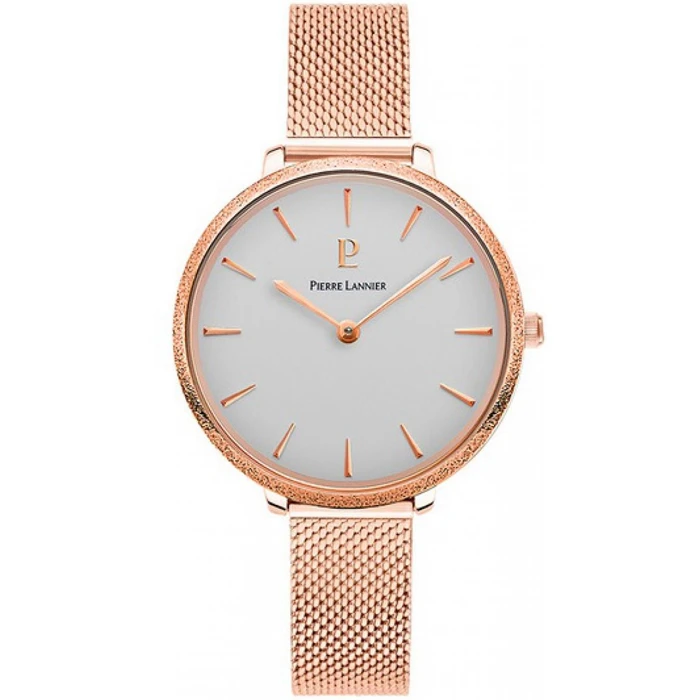 Дамски ръчен часовник с кварцов механизъм - корпус от Стомана - Меш - цвят Седеф Розово Злато