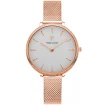 Дамски ръчен часовник с кварцов механизъм - корпус от Стомана - Меш - цвят Седеф Розово Злато