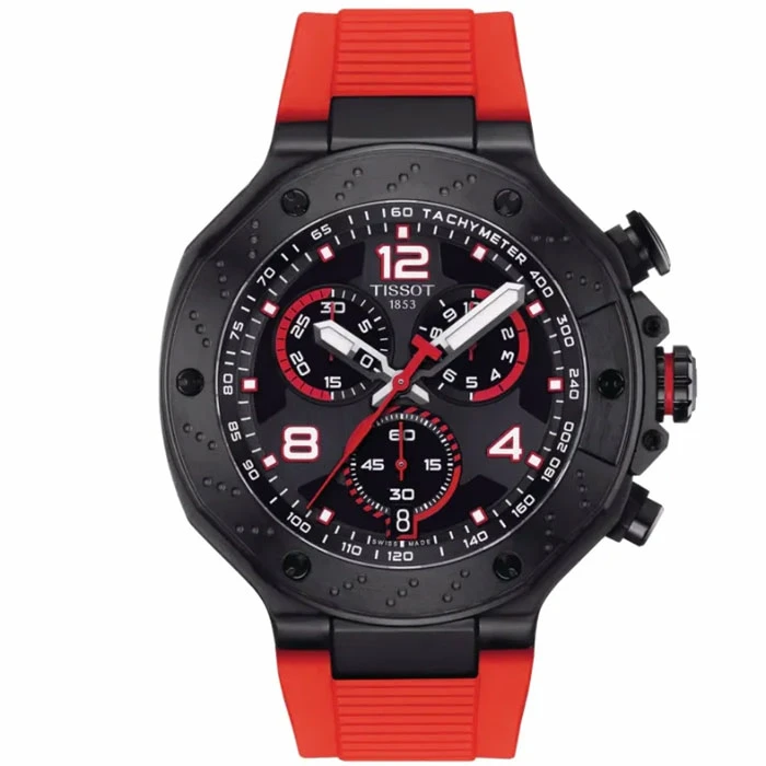 Tissot T141.417.37.057.01 T-Race MotoGP - Мъжки ръчен часовник с кварцов механизъм - корпус от Стомана - Силиконова каишка - цвят Черен