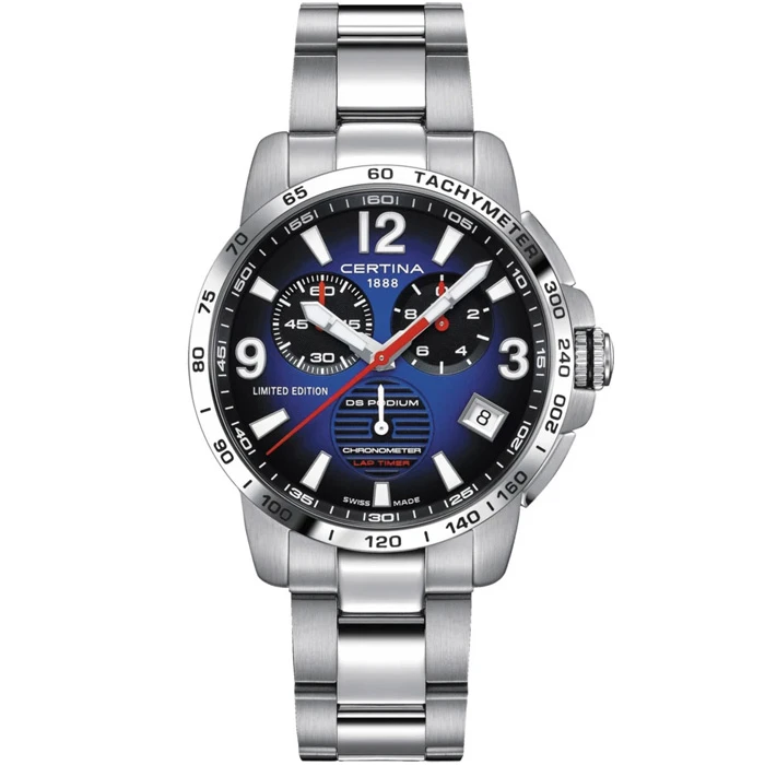 Мъжки ръчен часовник с кварцов механизъм - корпус от Стомана - Стоманена верижка - цвят Син Сив