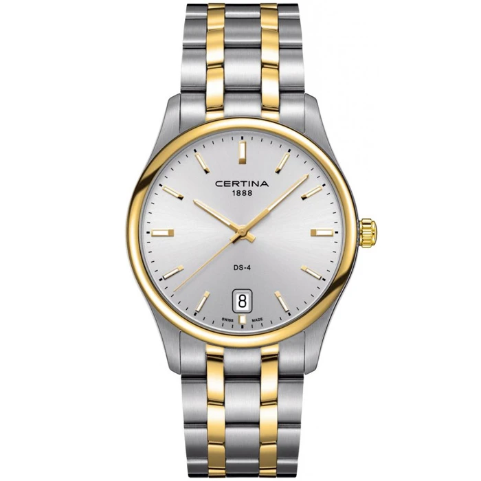 Мъжки ръчен часовник с кварцов механизъм - корпус от Стомана - Стоманена верижка - цвят Сребрист Злато