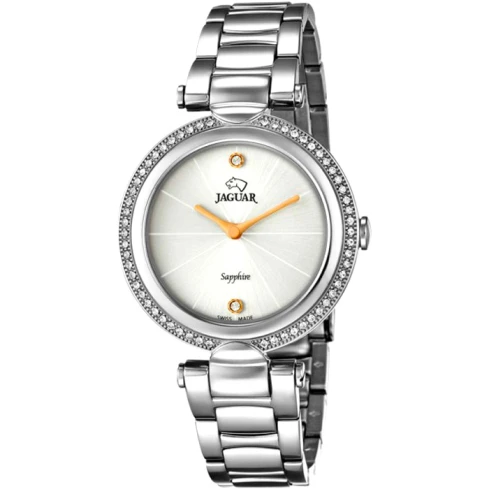 Дамски ръчен часовник с кварцов механизъм - корпус от Стомана - Стоманена верижка - цвят Бял Сив