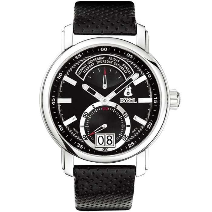 Мъжки ръчен часовник с кварцов механизъм - корпус от Стомана - Естествена кожа - цвят Черен Черен