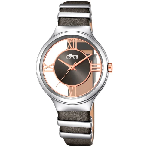 Дамски ръчен часовник с кварцов механизъм - корпус от Стомана - Естествена кожа - цвят Черен Черен