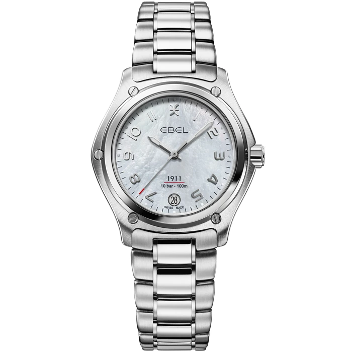 Дамски ръчен часовник с кварцов механизъм - корпус от Стомана - Стоманена верижка - цвят Седеф Сив