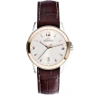 Мъжки ръчен часовник с кварцов механизъм - корпус от Стомана - Естествена кожа - цвят Бял Кафяв