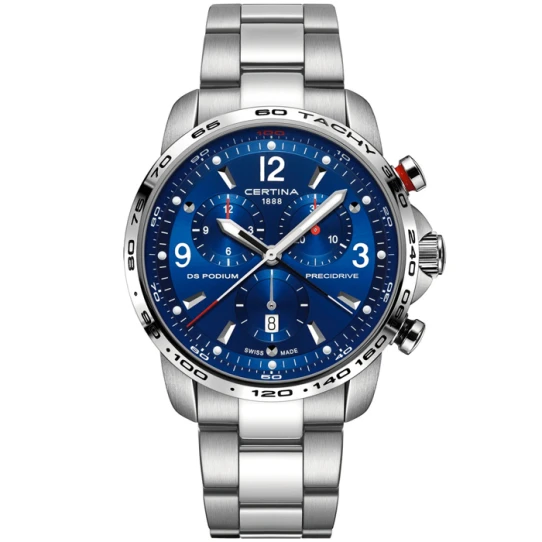 Мъжки ръчен часовник с кварцов механизъм - корпус от Стомана - Стоманена верижка - цвят Син Сив