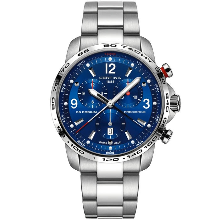 Мъжки ръчен часовник с кварцов механизъм - корпус от Стомана - Стоманена верижка - цвят Син Сив