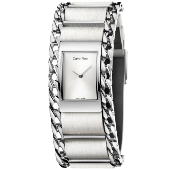 Дамски ръчен часовник с кварцов механизъм - корпус от Стомана - Естествена кожа - цвят Сребрист Сив