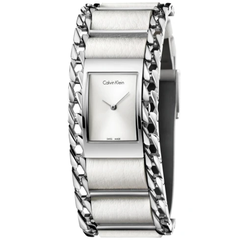 Дамски ръчен часовник с кварцов механизъм - корпус от Стомана - Естествена кожа - цвят Сребрист Сив