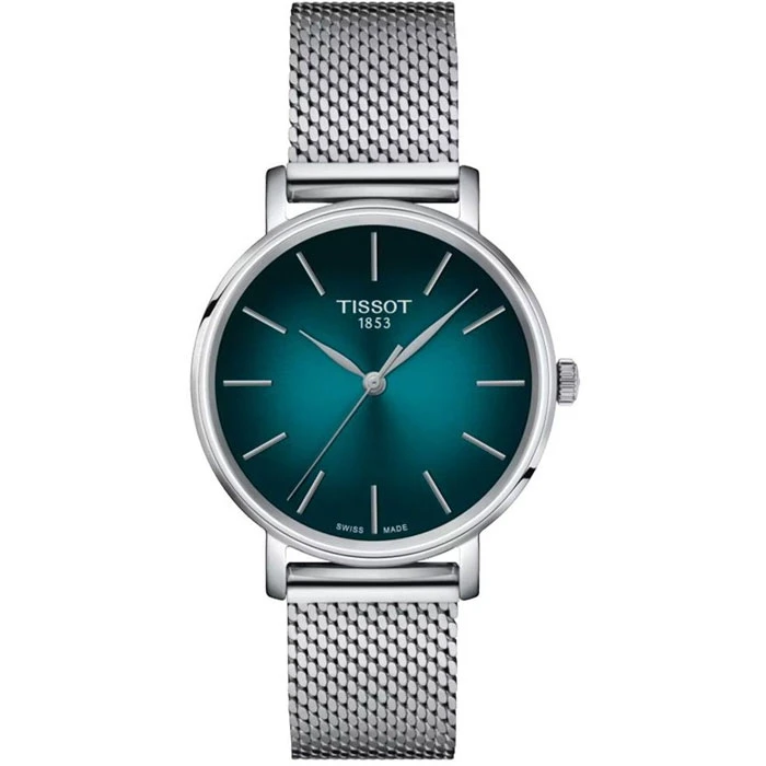 Дамски ръчен часовник с кварцов механизъм - корпус от Стомана - Меш - цвят Тюркоаз Сив