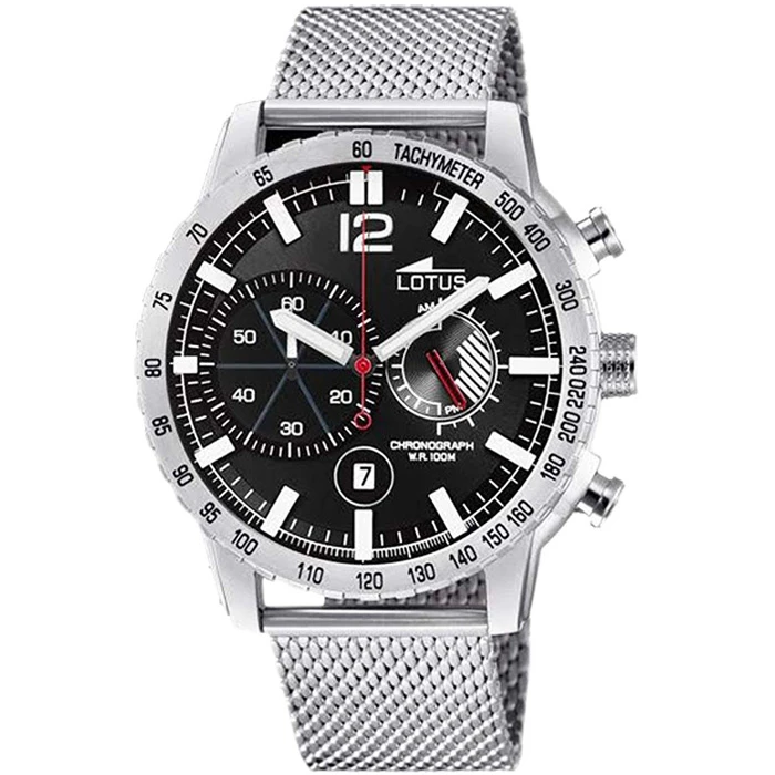 Мъжки ръчен часовник с кварцов механизъм - корпус от Стомана - Меш - цвят Черен Сив