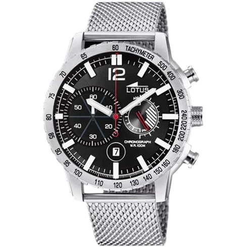 Мъжки ръчен часовник с кварцов механизъм - корпус от Стомана - Меш - цвят Черен Сив