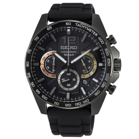 Мъжки ръчен часовник с кварцов механизъм - корпус от Стомана - Силиконова каишка - цвят Черен Черен