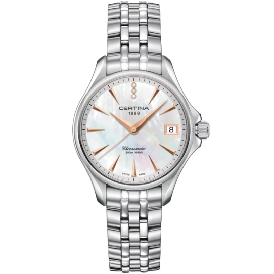 Дамски ръчен часовник с кварцов механизъм - корпус от Стомана - Стоманена верижка - цвят Седеф Сив