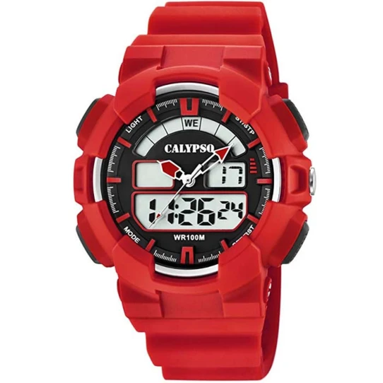 Унисекс ръчен часовник с кварцов механизъм - корпус от Полимер - Полимер - цвят Черен Червен