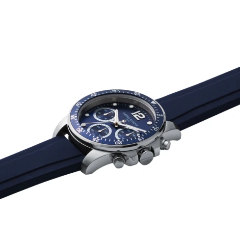 Мъжки ръчен часовник с кварцов механизъм - корпус от Стомана - Каучук - цвят Син