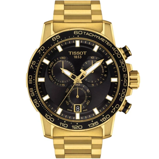 Мъжки ръчен часовник с кварцов механизъм - корпус от Стомана - Стоманена верижка - цвят Черен Злато