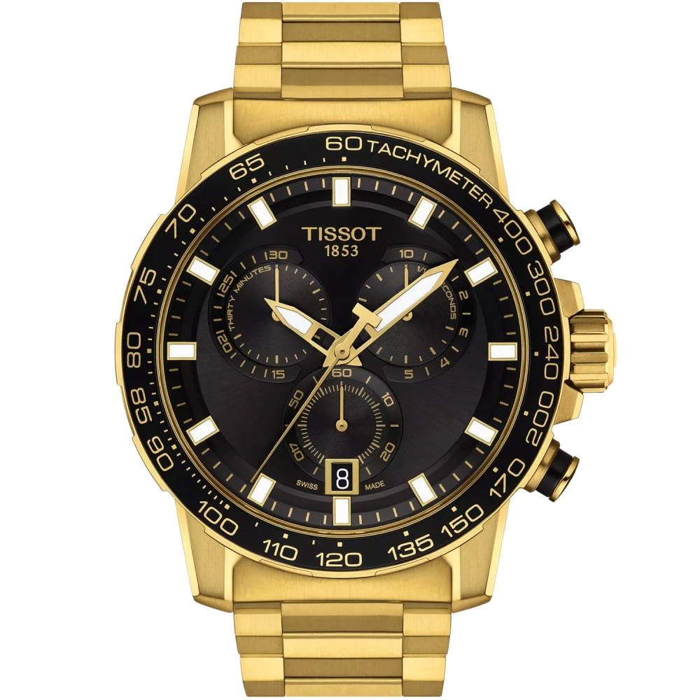 Мъжки ръчен часовник с кварцов механизъм - корпус от Стомана - Стоманена верижка - цвят Черен Злато