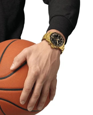 Мъжки ръчен часовник с кварцов механизъм - корпус от Стомана - Стоманена верижка - цвят Черен Злато