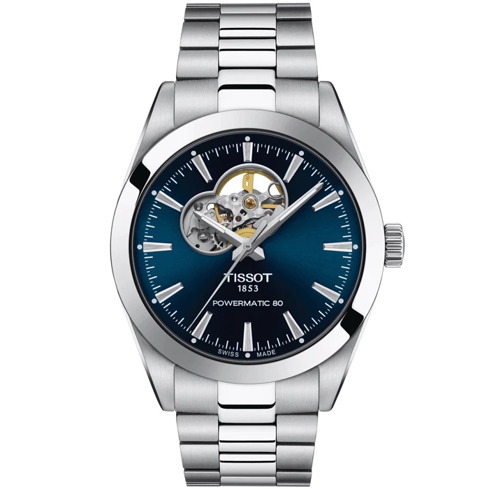 Мъжки ръчен часовник с автоматичен механизъм - корпус от Стомана - Стоманена верижка - цвят Син Сив