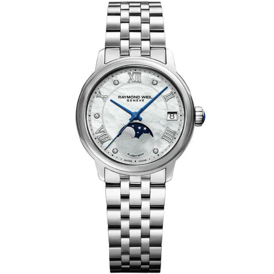 Дамски ръчен часовник с автоматичен механизъм - корпус от Стомана - Стоманена верижка - цвят Седеф Сив