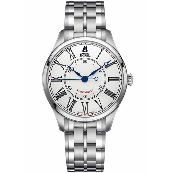 Мъжки ръчен часовник с автоматичен механизъм - корпус от Стомана - Стоманена верижка - цвят Бял Сив