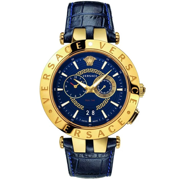 Мъжки ръчен часовник с кварцов механизъм - корпус от Стомана - Естествена кожа - цвят Син Син