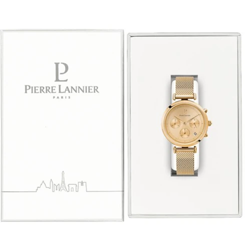 Дамски ръчен часовник с кварцов механизъм - корпус от Стомана - Меш - цвят Злато