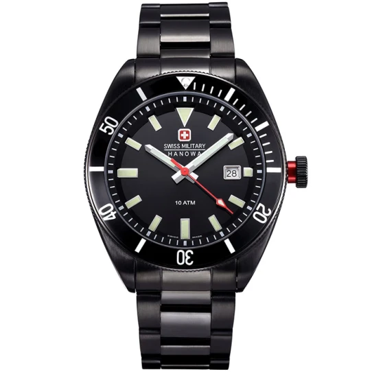 Мъжки ръчен часовник с кварцов механизъм - корпус от Стомана - Стоманена верижка - цвят Черен Черен