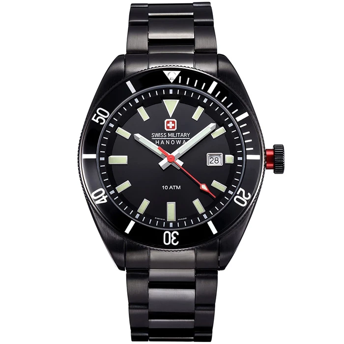 Мъжки ръчен часовник с кварцов механизъм - корпус от Стомана - Стоманена верижка - цвят Черен Черен