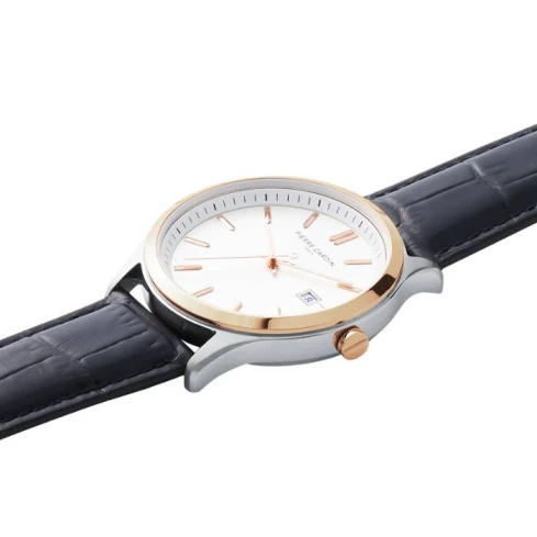 Мъжки ръчен часовник с кварцов механизъм - корпус от Стомана - Стоманена верижка - цвят Бял