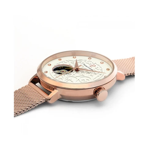Дамски ръчен часовник с автоматичен механизъм - корпус от Стомана - Меш - цвят Бял Розово Злато