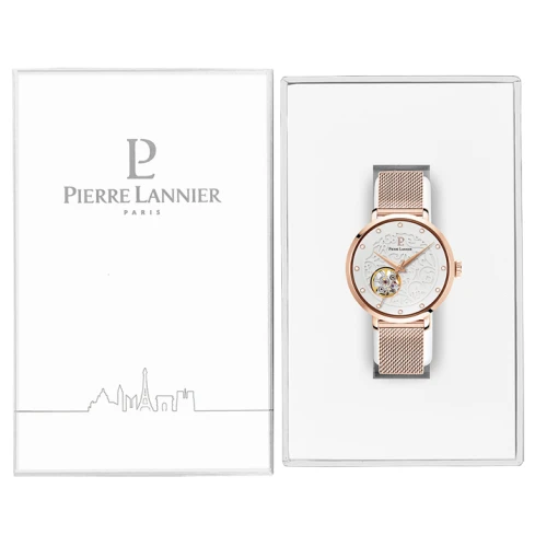 Дамски ръчен часовник с автоматичен механизъм - корпус от Стомана - Меш - цвят Бял Розово Злато