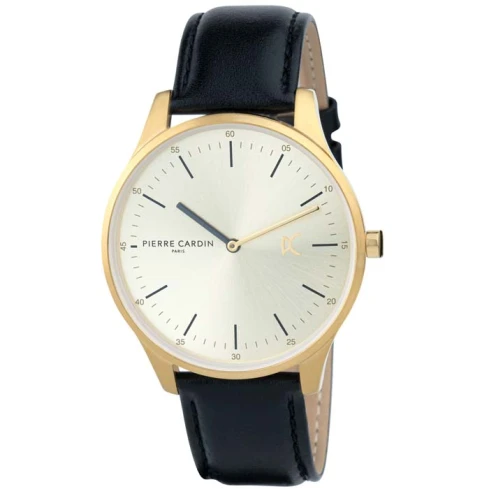 Мъжки ръчен часовник с кварцов механизъм - корпус от Стомана - Естествена кожа - цвят Сребрист Черен