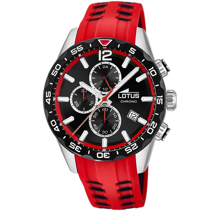 Мъжки ръчен часовник с кварцов механизъм - корпус от Стомана - Силиконова каишка - цвят Черен Червен