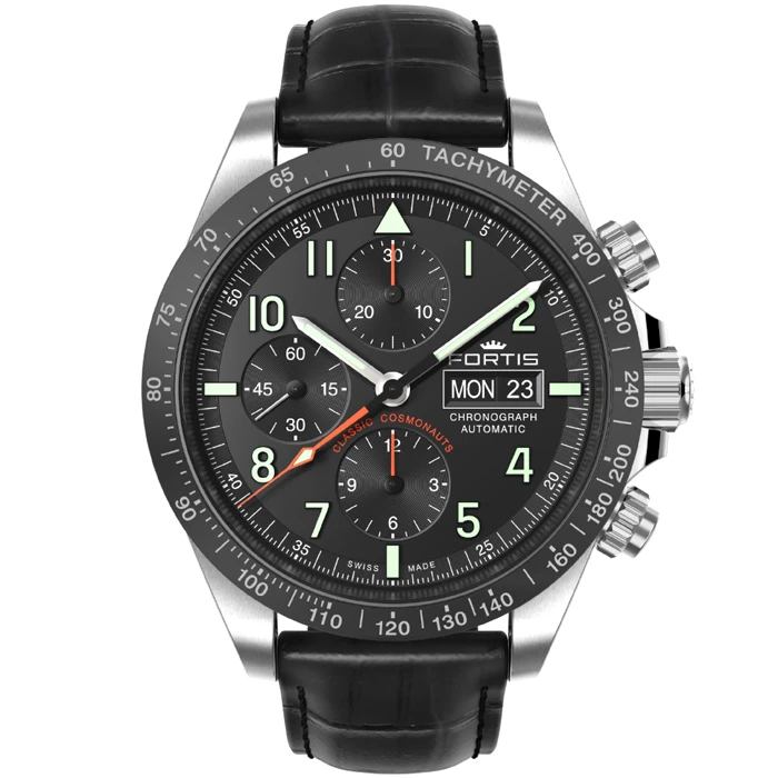 Мъжки ръчен часовник с механизъм - цвят Черен