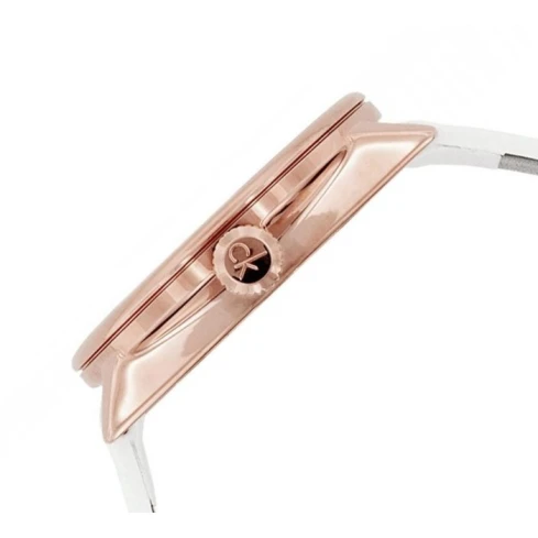 Дамски ръчен часовник с кварцов механизъм - корпус от Стомана - Естествена кожа - цвят Сребрист Бял