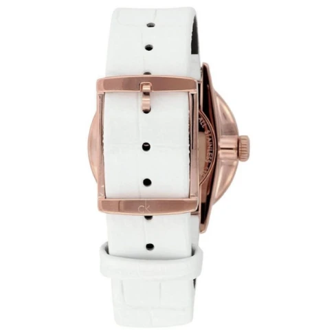 Дамски ръчен часовник с кварцов механизъм - корпус от Стомана - Естествена кожа - цвят Сребрист Бял