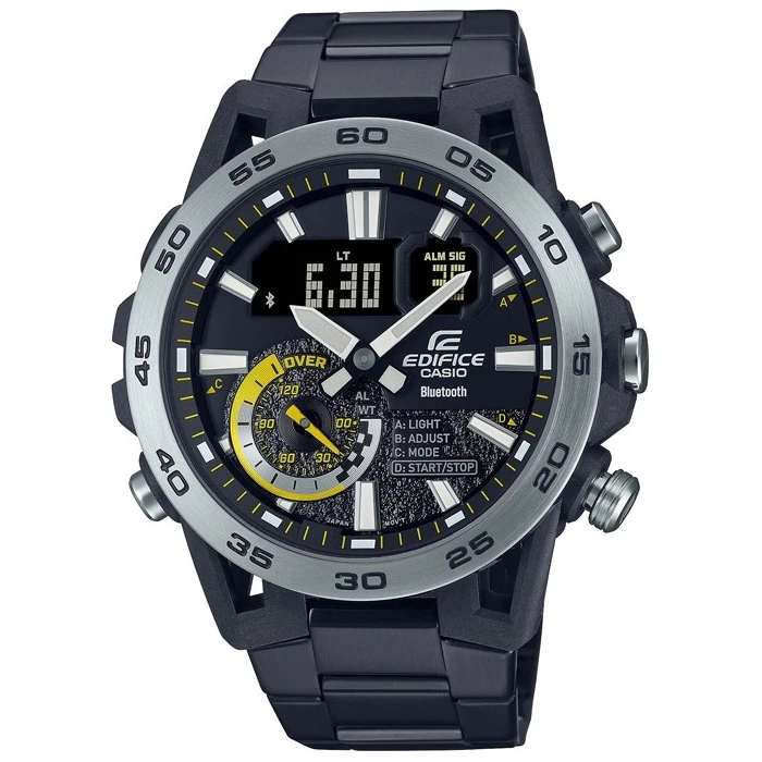 Мъжки ръчен часовник с кварцов механизъм - корпус от Стомана - Стоманена верижка - цвят Черен