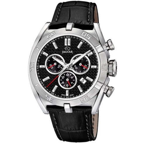 Мъжки ръчен часовник с кварцов механизъм - корпус от Стомана - Естествена кожа - цвят Черен Черен