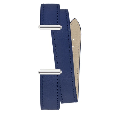 Дамски ръчен часовник с кварцов механизъм - корпус от Стомана - Естествена кожа - цвят Седеф Син