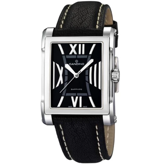 Дамски ръчен часовник с кварцов механизъм - корпус от Стомана - Естествена кожа - цвят Черен Бял