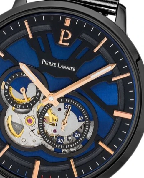 Мъжки ръчен часовник с автоматичен механизъм - корпус от Стомана - Меш - цвят Син Черен