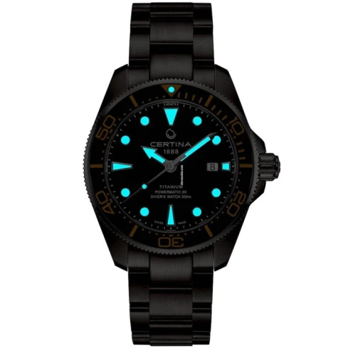 Мъжки ръчен часовник с автоматичен механизъм - корпус от Титан - Титаниева верижка - цвят Черен Сив