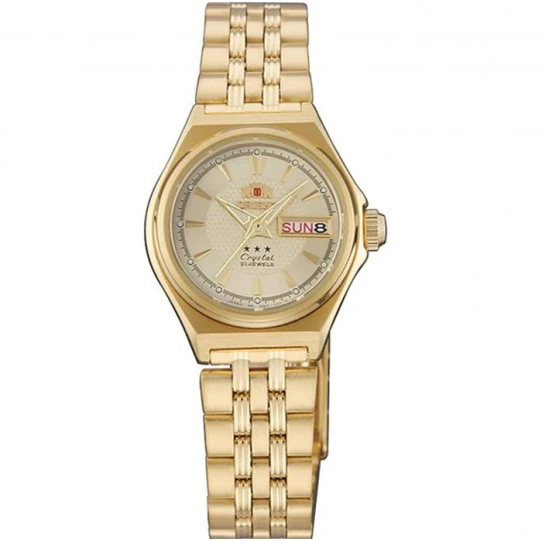 Дамски ръчен часовник с автоматичен механизъм - корпус от Стомана - Стоманена верижка - цвят Шампанско Злато