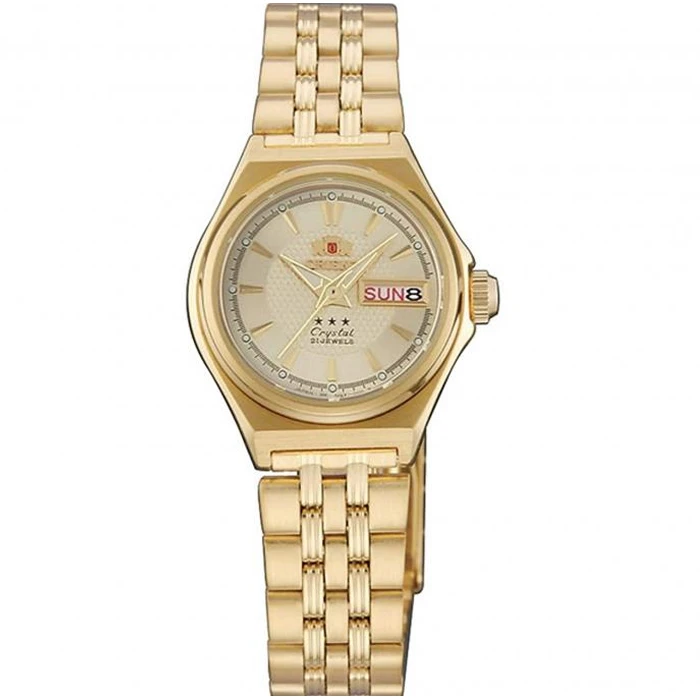 Дамски ръчен часовник с автоматичен механизъм - корпус от Стомана - Стоманена верижка - цвят Шампанско Злато