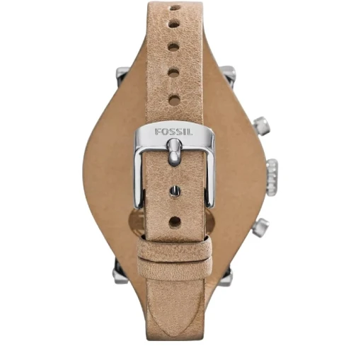 Дамски ръчен часовник с кварцов механизъм - корпус от Стомана - Естествена кожа - цвят Бял Кафяв