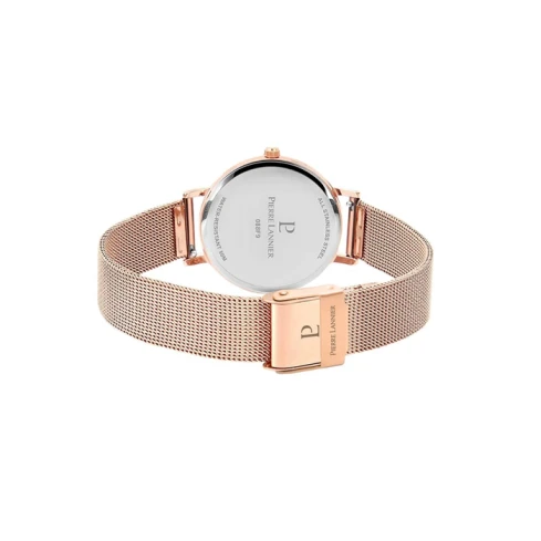 Дамски ръчен часовник с кварцов механизъм - корпус от Стомана - Меш - цвят Черен Розово Злато